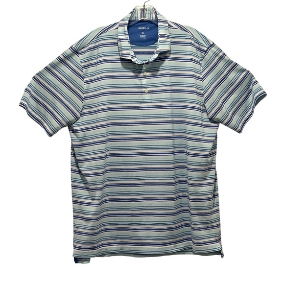 Johnnie-O EUC Polo Shirt Men's XL Blue Green Striped Dutton JMPO5110 Cay color - Picture 2 of 11